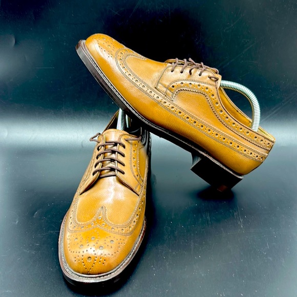 VINTAGE ESQUIRE ENGLAND OXFORD MENS SHOES SIZE 10 TAN - Picture 1 of 11